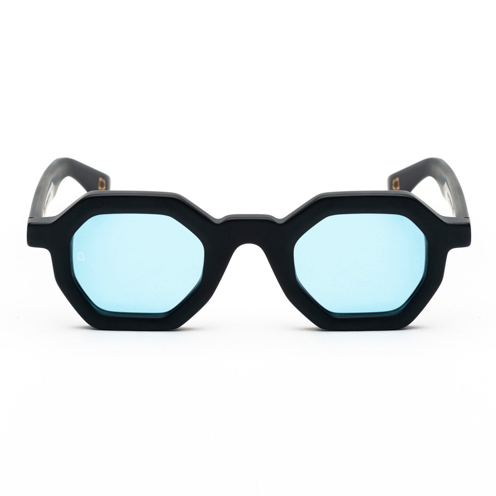 Rupert Satin Black - Light Blue